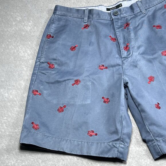Vintage J Crew Mens Shorts 34 Blue Embroidered Lob Destroyed Distressed Critter - Picture 4 of 11
